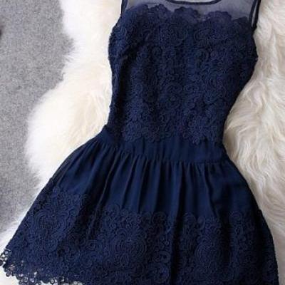 Sheer Shoulders Lace Embroidery Sleeveless Dress