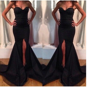Evening Ball Prom Clubwear Party Gown Black Long Maxi Dress