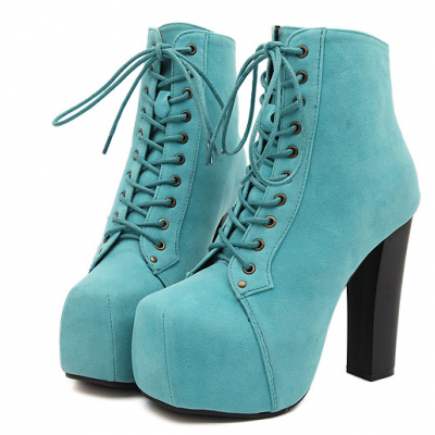 High-heeled boots and ankle boots--blue