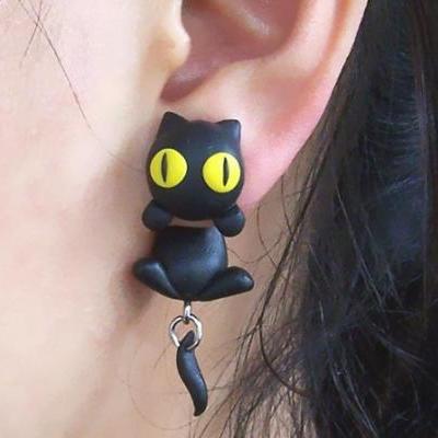 Personalized Black Cat Earrings