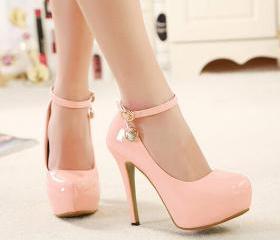 Pink Ankle Strap Design High Heels Fashion Shoes on Luulla