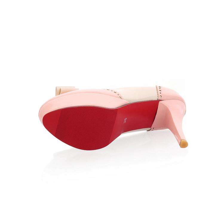 pink high heel shoes with bow