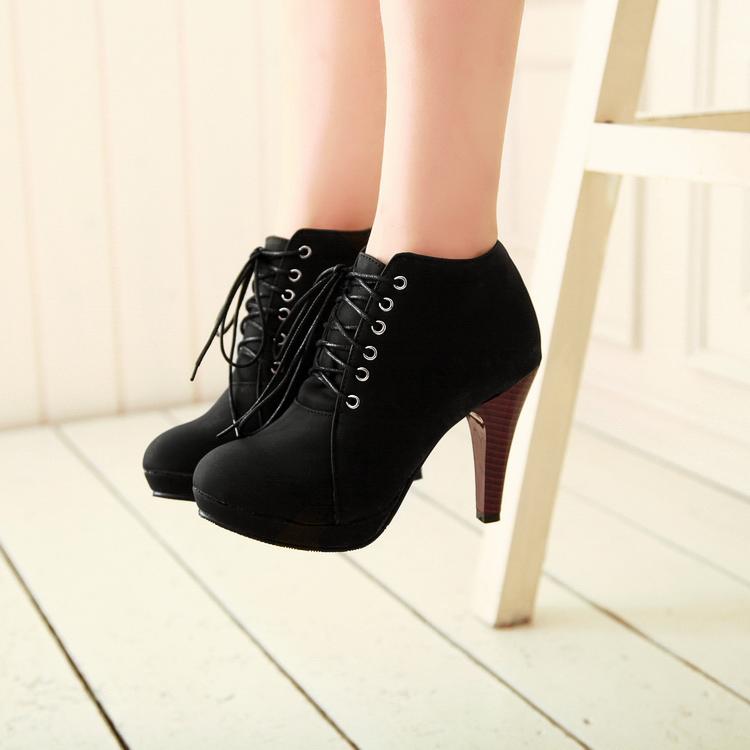 lace up ankle booties heels