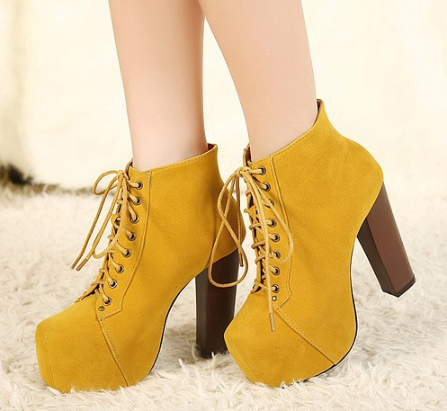 High-heeled Boots And Ankle Boots-yellow on Luulla