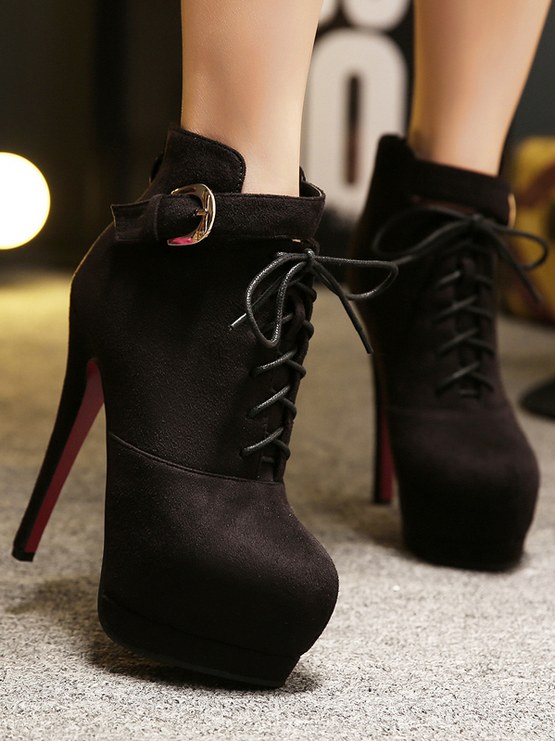 h&m black lace up boots