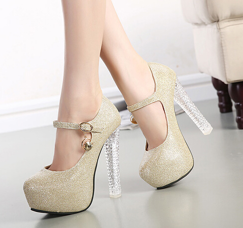 Crystal High-heeled Cingulate Single Shoes on Luulla